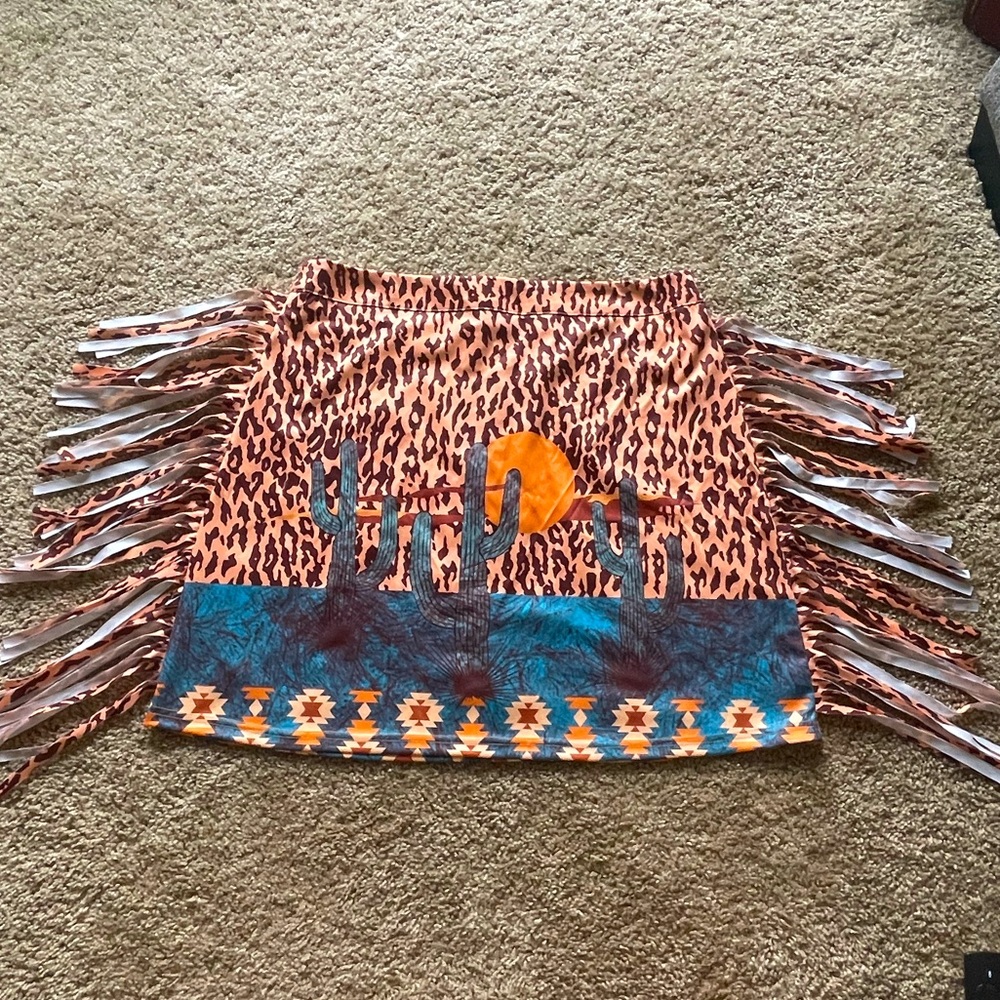 Boutique western mini skirt with fringe